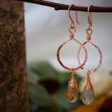 Rutilated Quartz Hammered Hoops Rose Gold