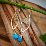 Turquoise Woven Leaf Hoop Gold