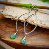 Chrysoprase Leaf Hoops Silver and Gold