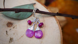 Pink Sapphire, Ruby Drop Earrings Silver