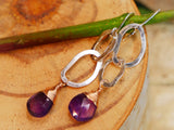 Amethyst Interlocking Hoops Silver and Rose Gold