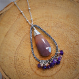 Amethyst, Chalcedony, Sunstone Necklace Silver