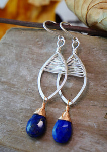 Lapis Woven Hoop Silver and Rose Gold