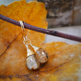 Golden Rutilated Quartz Drop Earring Gold