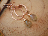 Rutilated Quartz Hammered Hoops Rose Gold