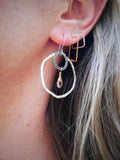Topaz Double Hammered Hoops Silver and Gold