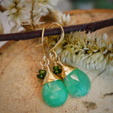 Chrysoprase and Chrome Diopside Drop Earrings Gold