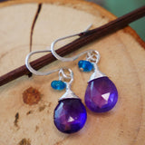 Amethyst, Apatite Drop Earring Silver