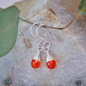 Carnelian Drop Earrings Silver