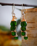 Chrome Diopside Cascading Earrings Silver and Rose Gold