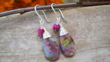 Jasper, Ruby Drop Earrings Silver