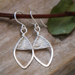 Small Woven Leaf Earrings Silver