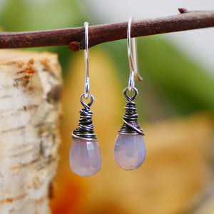 Lavender Quartz Drop Earrings Silver