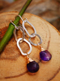 Amethyst Interlocking Hoops Silver and Rose Gold