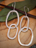 Abstract Large Chain Link Earrings Silver