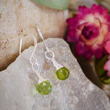 Peridot Drop Earrings Silver