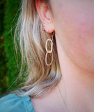 Abstract Large Chain Link Earrings Silver