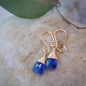 Kyanite Drop Earrings Gold